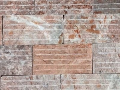Đá tự nhiên chẻ sóng đỏ 10x20cm ốp trang trí mặt tiền